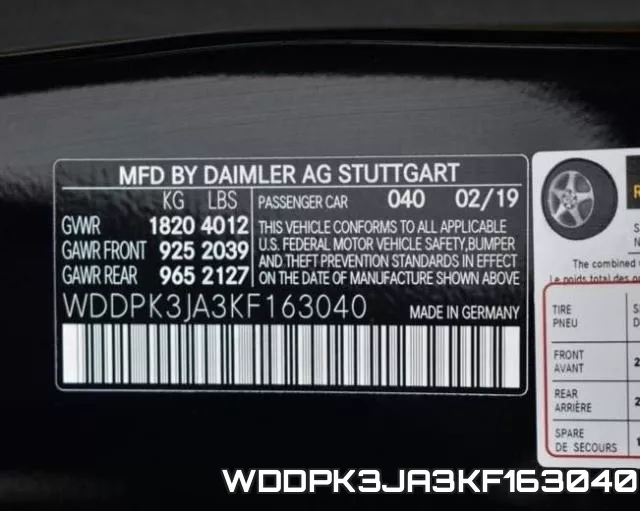 WDDPK3JA3KF163040 фото 2