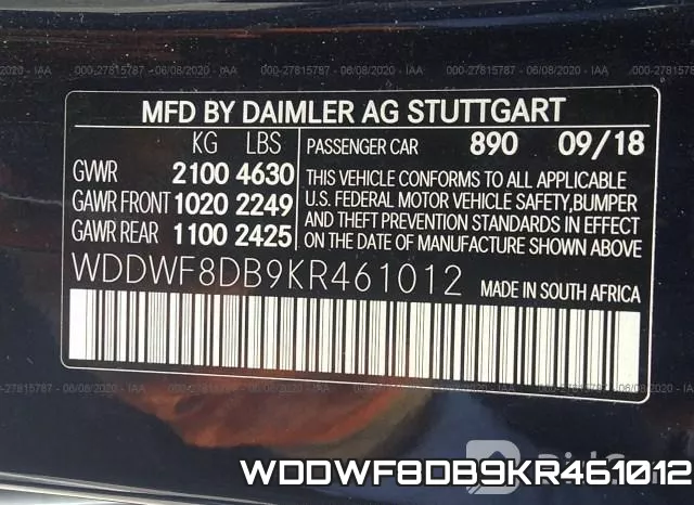 WDDWF8DB9KR461012 фото 10
