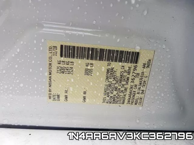 1N4AA6AV3KC362796 фото 2