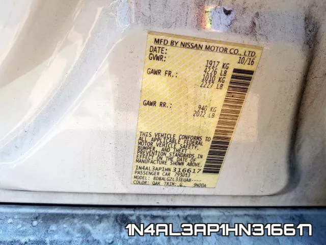 1N4AL3AP1HN316617 фото 2