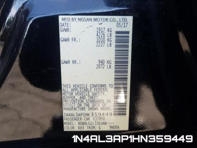 1N4AL3AP1HN359449 фото 2