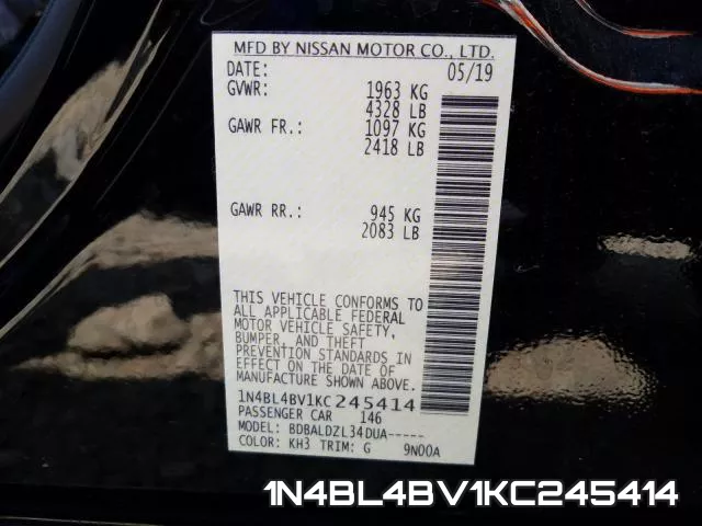 1N4BL4BV1KC245414 фото 2