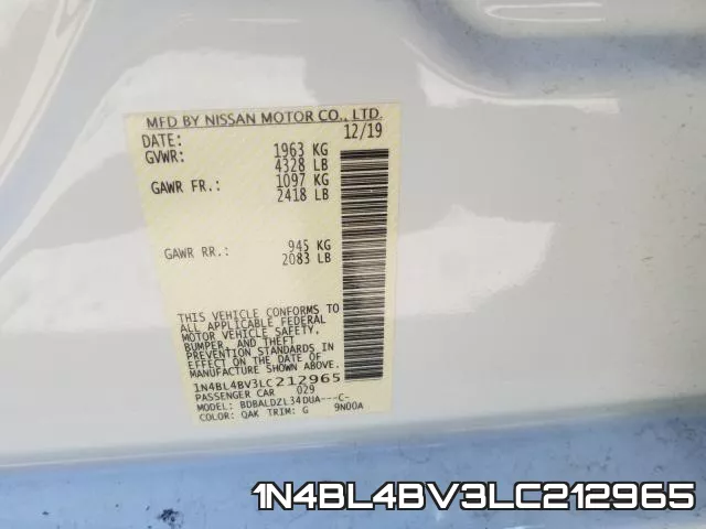 1N4BL4BV3LC212965 фото 2