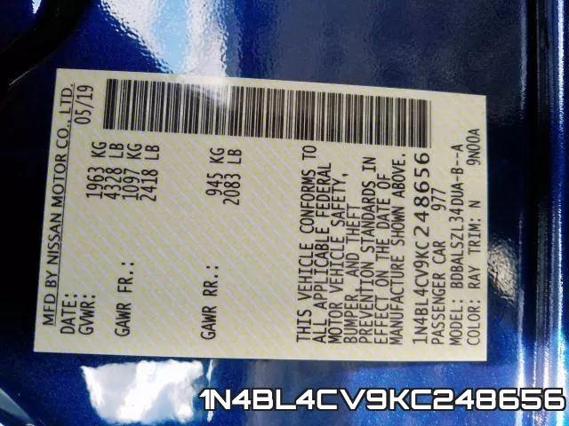 1N4BL4CV9KC248656 фото 2