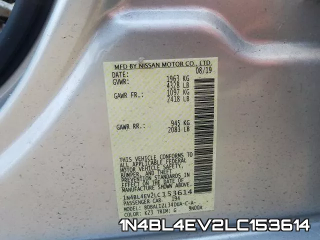1N4BL4EV2LC153614 фото 2