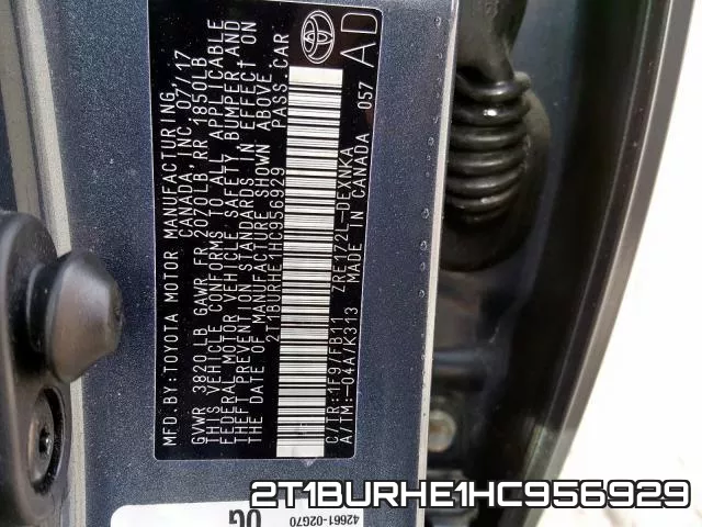 2T1BURHE1HC956929 фото 2