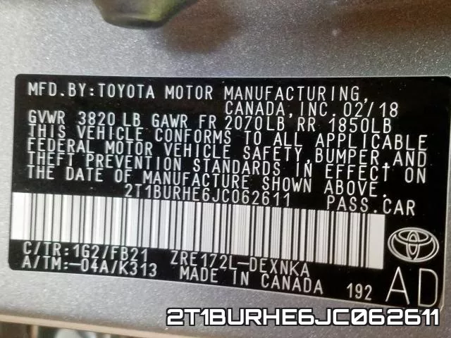 2T1BURHE6JC062611 фото 2