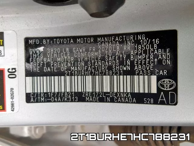 2T1BURHE7HC788231 фото 2