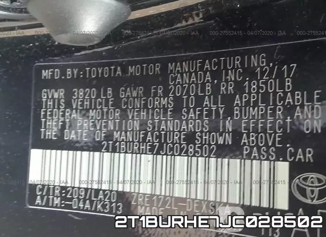 2T1BURHE7JC028502 фото 10
