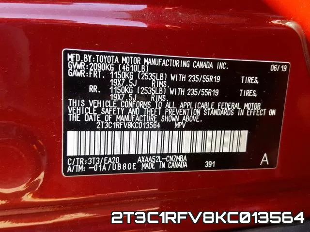 2T3C1RFV8KC013564 фото 2