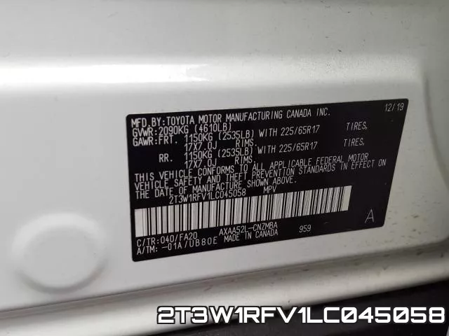 2T3W1RFV1LC045058 фото 2
