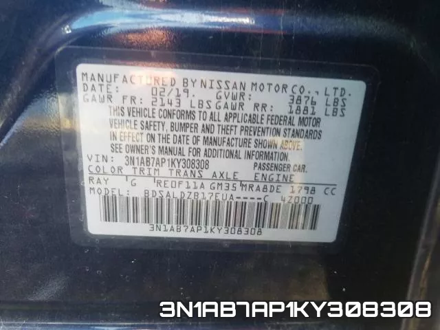 3N1AB7AP1KY308308 фото 2