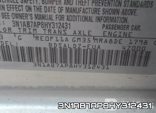 3N1AB7AP8HY312431 фото 8