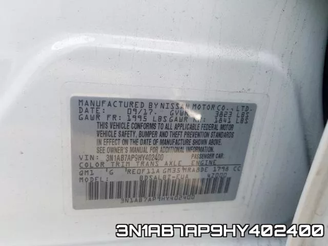 3N1AB7AP9HY402400 фото 2