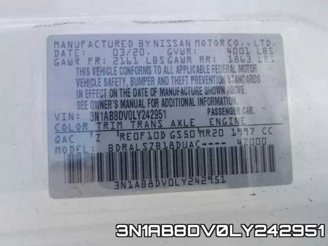 3N1AB8DV0LY242951 фото 2