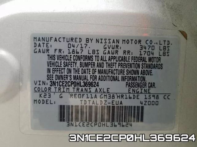 3N1CE2CP0HL369624 фото 2