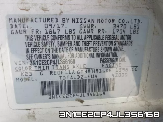 3N1CE2CP4JL356168 фото 2