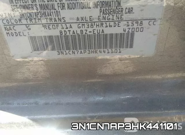 3N1CN7AP3HK441101 фото 10