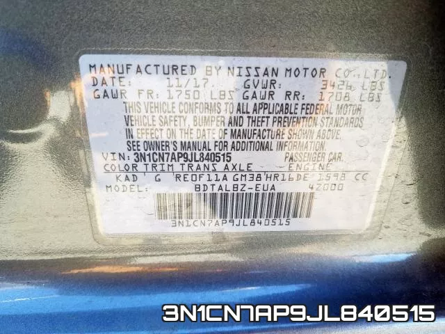 3N1CN7AP9JL840515 фото 2