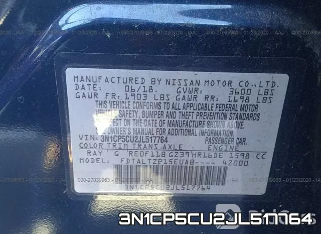 3N1CP5CU2JL517764 фото 10