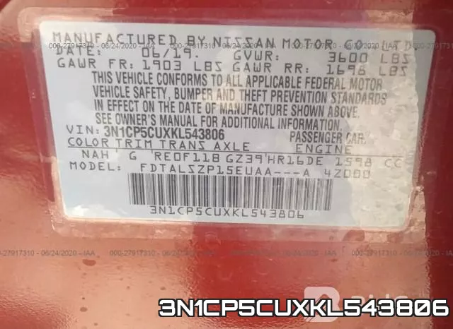 3N1CP5CUXKL543806 фото 10