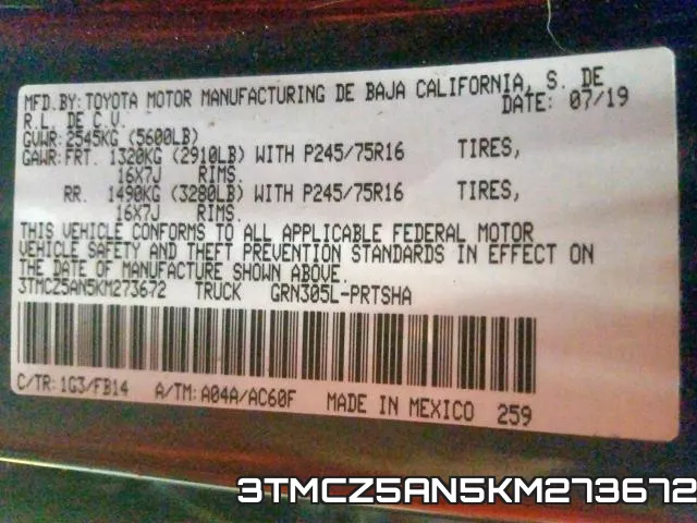 3TMCZ5AN5KM273672 фото 2