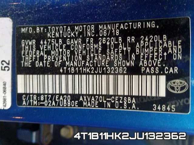 4T1B11HK2JU132362 фото 2
