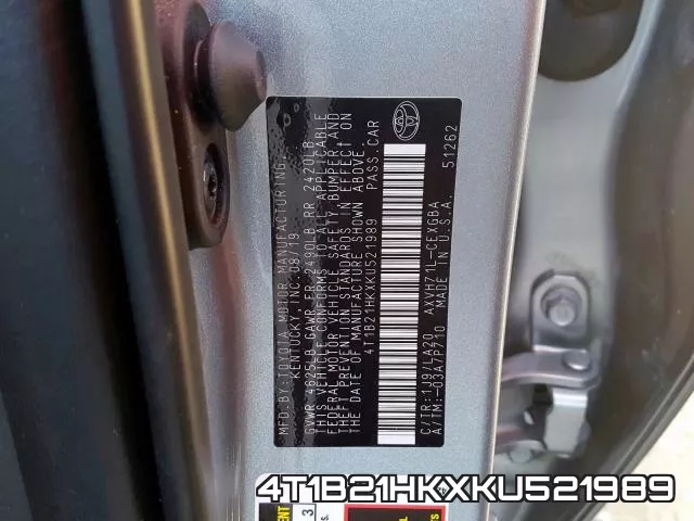 4T1B21HKXKU521989 фото 2
