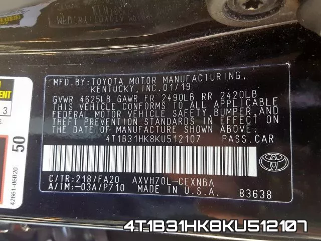 4T1B31HK8KU512107 фото 2