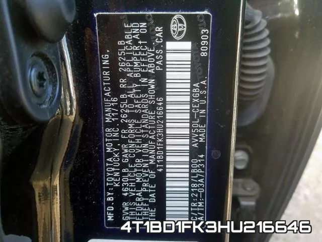 4T1BD1FK3HU216646 фото 2