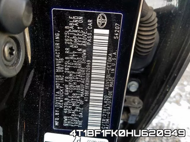 4T1BF1FK0HU620949 фото 2