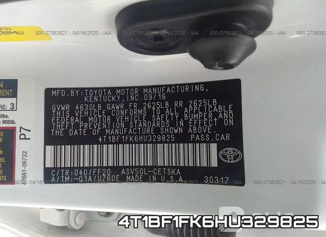 4T1BF1FK6HU329825 фото 10