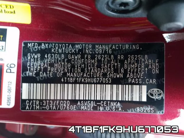 4T1BF1FK9HU677053 фото 2