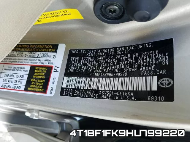 4T1BF1FK9HU799220 фото 2