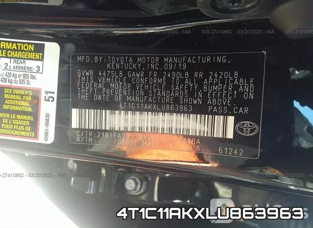 4T1C11AKXLU863963 фото 10