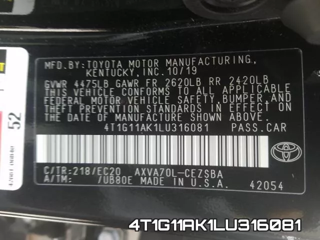 4T1G11AK1LU316081 фото 2