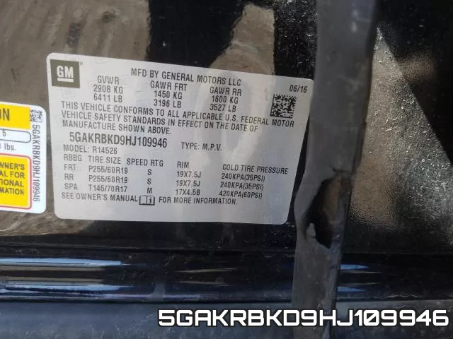 5GAKRBKD9HJ109946 фото 2