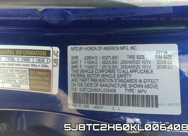 5J8TC2H60KL006408 фото 10