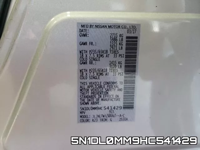 5N1DL0MM9HC541429 фото 2
