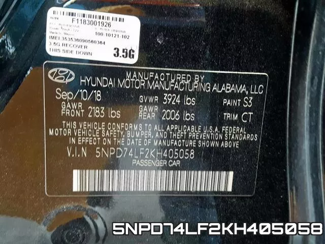 5NPD74LF2KH405058 фото 2