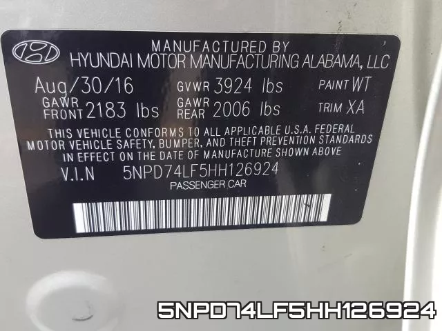 5NPD74LF5HH126924 фото 2