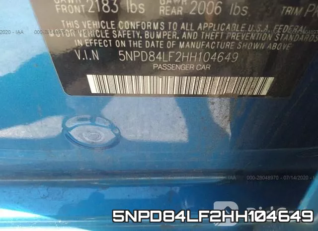 5NPD84LF2HH104649 фото 10