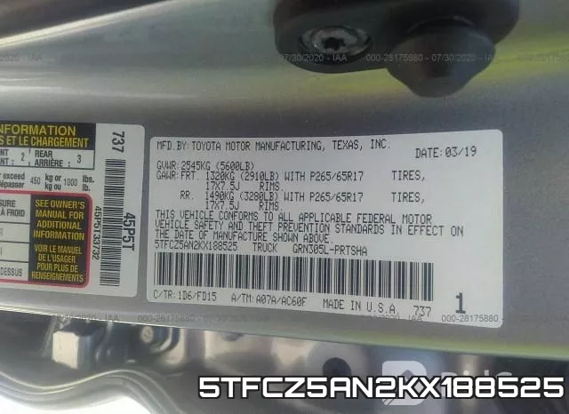 5TFCZ5AN2KX188525 фото 10