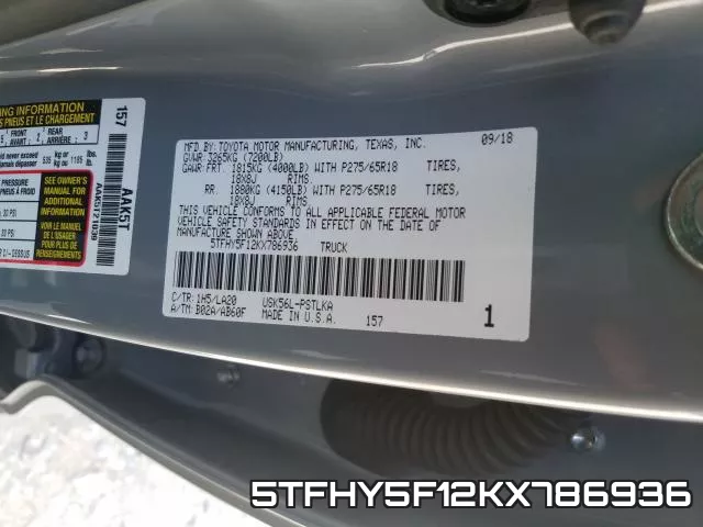 5TFHY5F12KX786936 фото 2