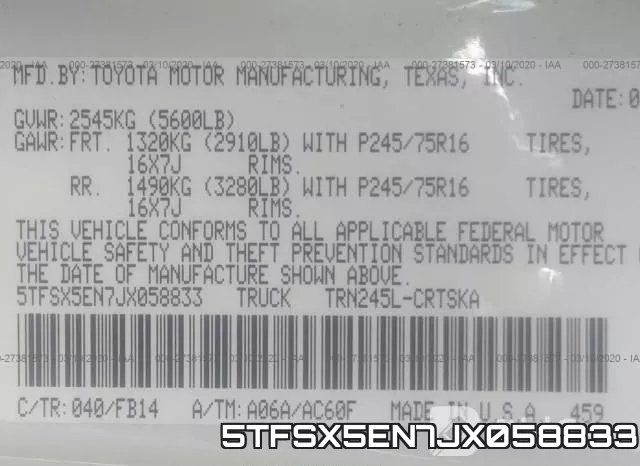 5TFSX5EN7JX058833 фото 10