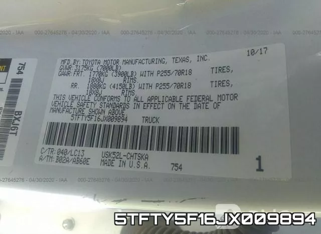 5TFTY5F16JX009894 фото 9