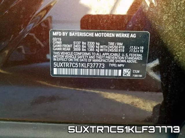 5UXTR7C51KLF37773 фото 2