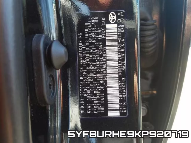 5YFBURHE9KP920719 фото 2