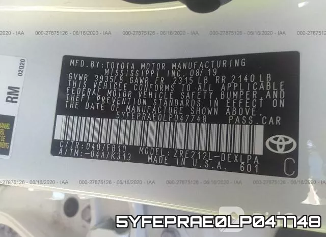 5YFEPRAE0LP047748 фото 10