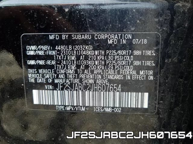 JF2SJABC2JH607654 фото 2